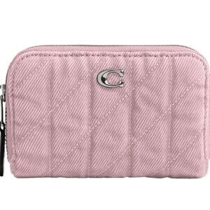 NWT Coach Quilted Ballerina Denim Zip Around Card Case Wallet For Tabby w Pocket